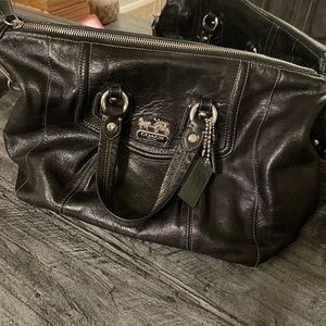 Coach medium black leather handbag